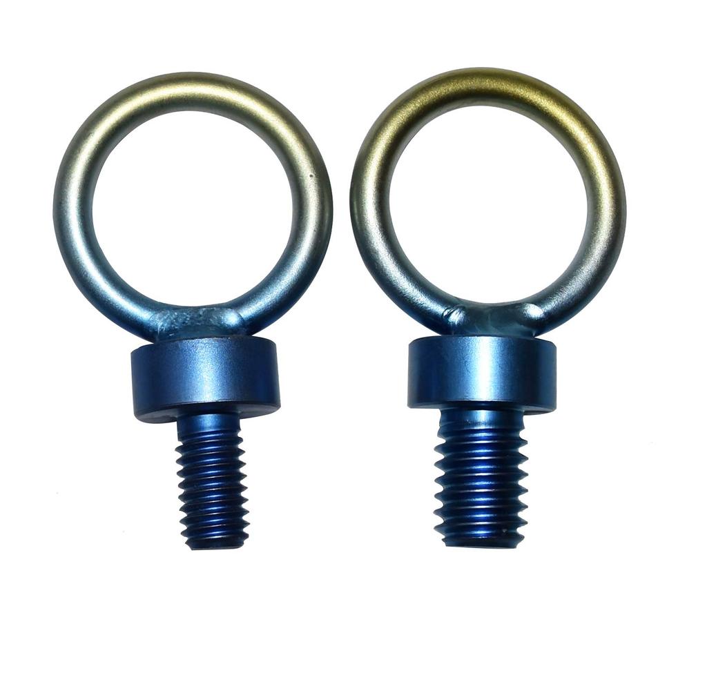 64 titanium Round hole for securing head inch spiral Fits screw holes in dams and reefs Recommended for anchor piton fishing Iridescent anodizing 3/8