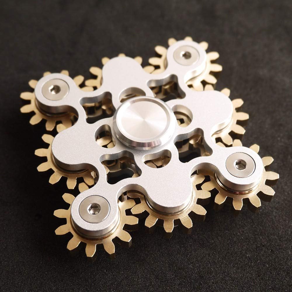 Fidget Spinner, Figity Toy, 9 Gears Linkage Smooth Metal Brass Stainless Steel with Stable Bearing, Durable Mechanics Romoveable, Premium Figit Toy -