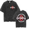 Camiseta Vintage Lavada Olympia Gym Fitness Fãs Presente Camiseta Homem Moda Algodão de Alta Qualidade Camisetas Unissex Harajuku Camiseta Oversized