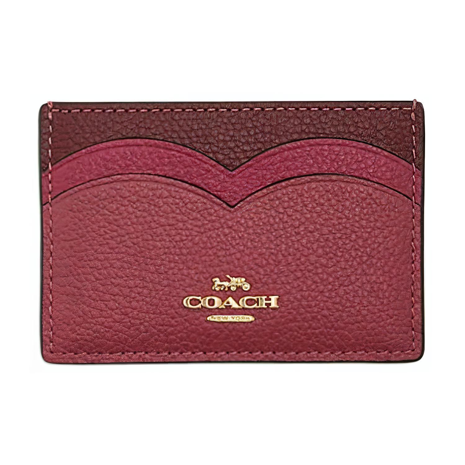 Coach Card Case 10 Logo Quilted Leather Wallet Unisex Wallet Blush CU138-IMLOK Rouge
