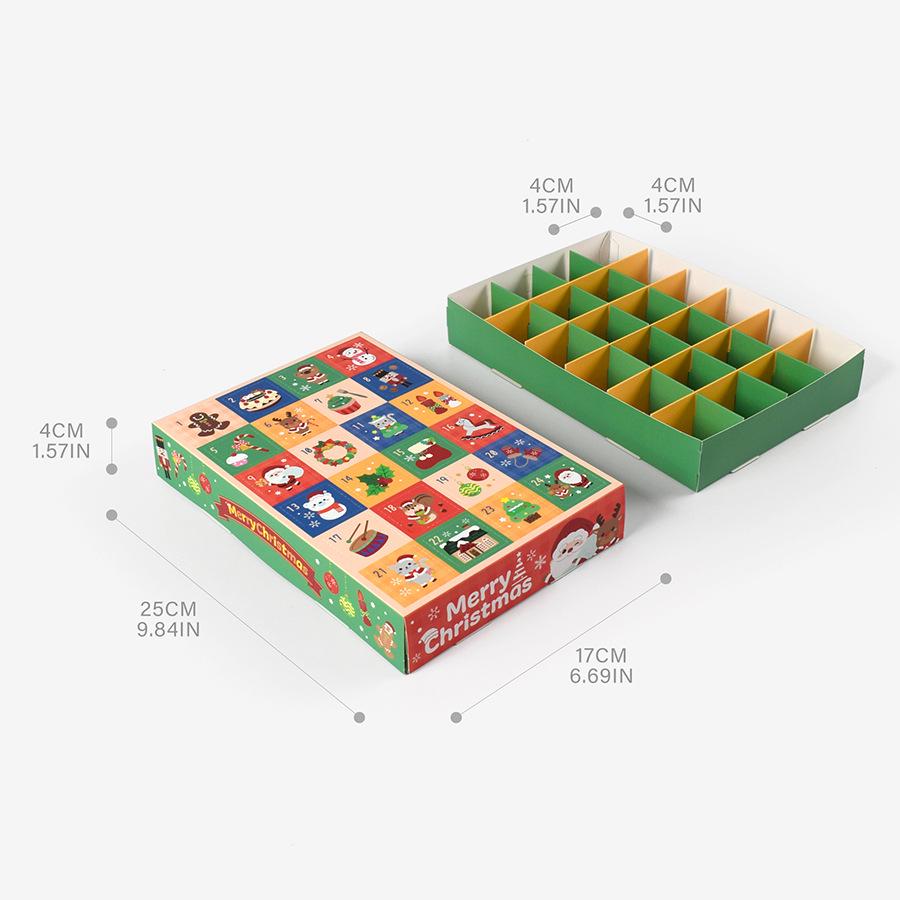 24-Grid DIY Christmas Surprise Box with Snap-Button Closure (5-Pack)