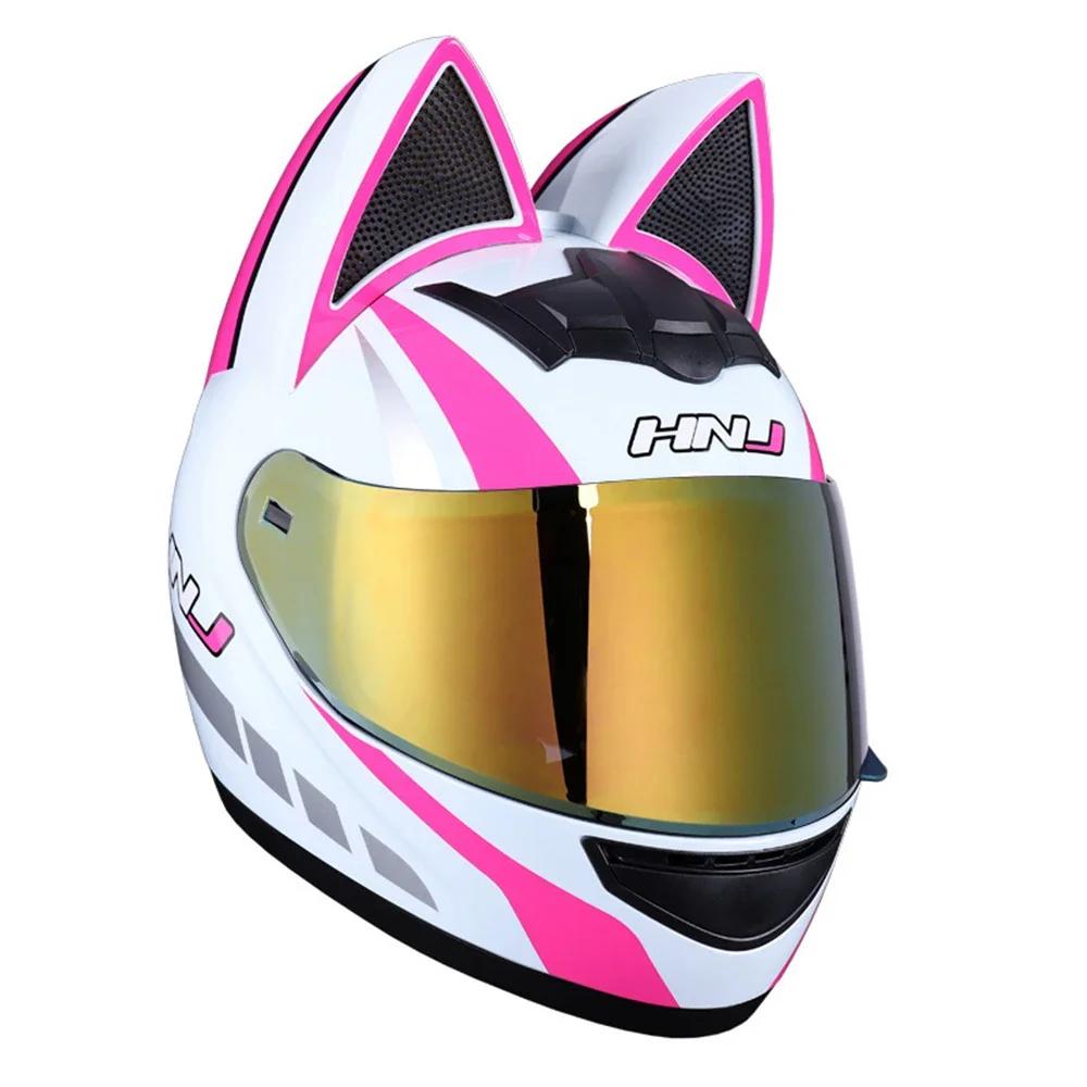 Motorcycle Helmet Moto Cat Ears Streamlined Helmet For Women Men Full Face Breathable Casco Moto Helmets DOT Approved