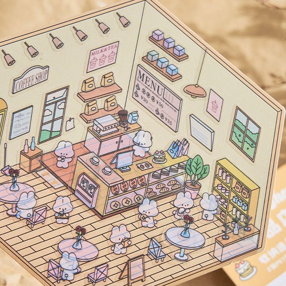 Decorative Visual Stacking Sticker DIY Landscape Notebook Sticker Miniature Scene 3D Stickers