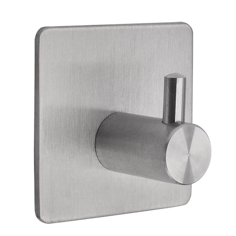 No Drilling Self-Adhesive Stainless Steel Hooks Brushed Nickel Towel Robe Hanging Hooks for Bedroom Kitchen