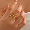 New Fashion Statement Snake Shape Stainless Steel Rings For Women Vintage Gold Color Animal Open Ring Trend Luxury Jewelry