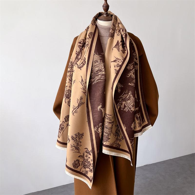 Winter Scarf Mature Elegant Luxury   Shawl Windproof And Warm Women'S Scarf  Pashmina Scarves Poncho Para Dama