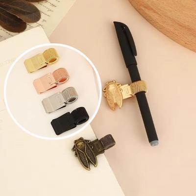 Multi-functional Spring Pen Clip Metal Pencil Holder Vintage Bookmark  Student School Office Tools