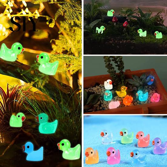 Duck Sculpture Set 20Pcs Mini Glow-in-the-dark Resin Ornaments Adorable High-quality Decor Sculptures for Garden Home Party Decoration Figurines