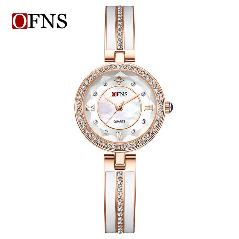 European Style Quartz Women s Waterproof Watch with Roman Numerals and Diamond Accent Wristband