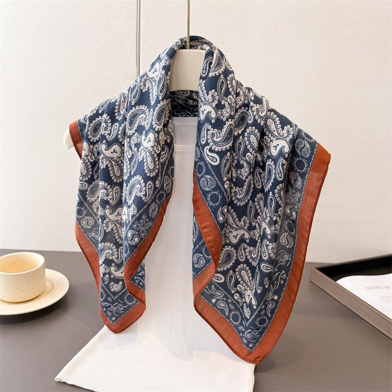 Cashew Print Hairbands Scarf Women Elagant Cotton Linen Feeling Bandana Neck Kerchief Head Bands Foulard Female Scarfs