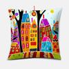 Cartoon Tree Graffiti Print Pattern Cushion Cover Home Living Room Sofa Decoration Square Pillow 45*45Cm