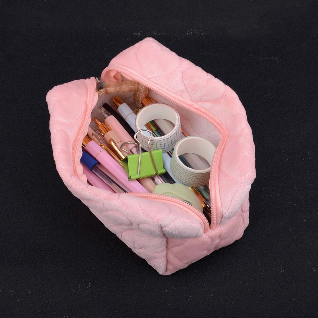 1 PC Embroidered Heart-Shaped Pencil Case Cute Pillow-Shaped Bag Large Capacity Portable Storage Organizer Girl School Supplies