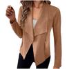 Women S Solid Suede Blazer Coat Long Sleeve Casual Style