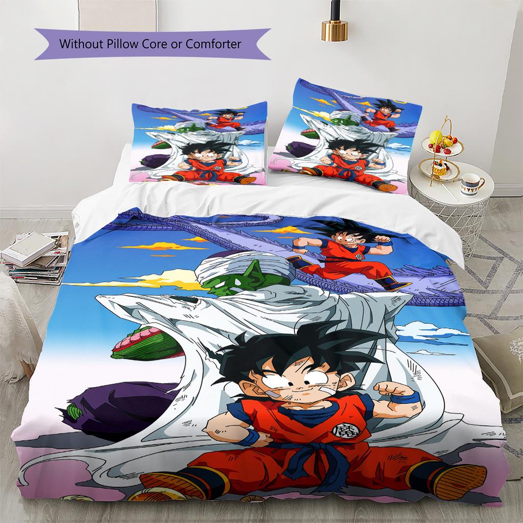 Povlečení s motivem postav z Dragon Ball Domácí dekorace Narozeninový dárek (1 * povlak na peřinu + 2 * povlak na polštář, bez jádra)