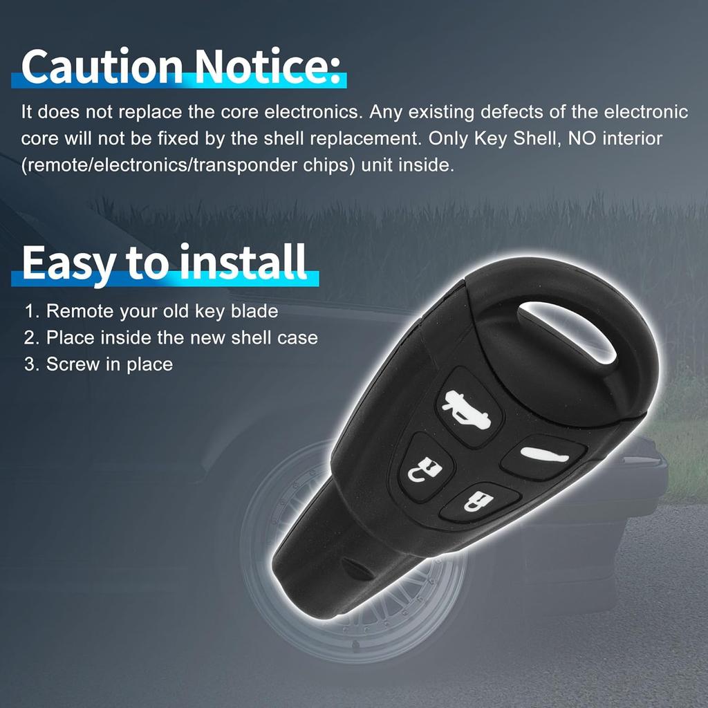 Schlüsselschale für SAAB 93 95 2003-2007 Keyless Entry Fernbedienung Ersatzgehäuse 4 Tasten