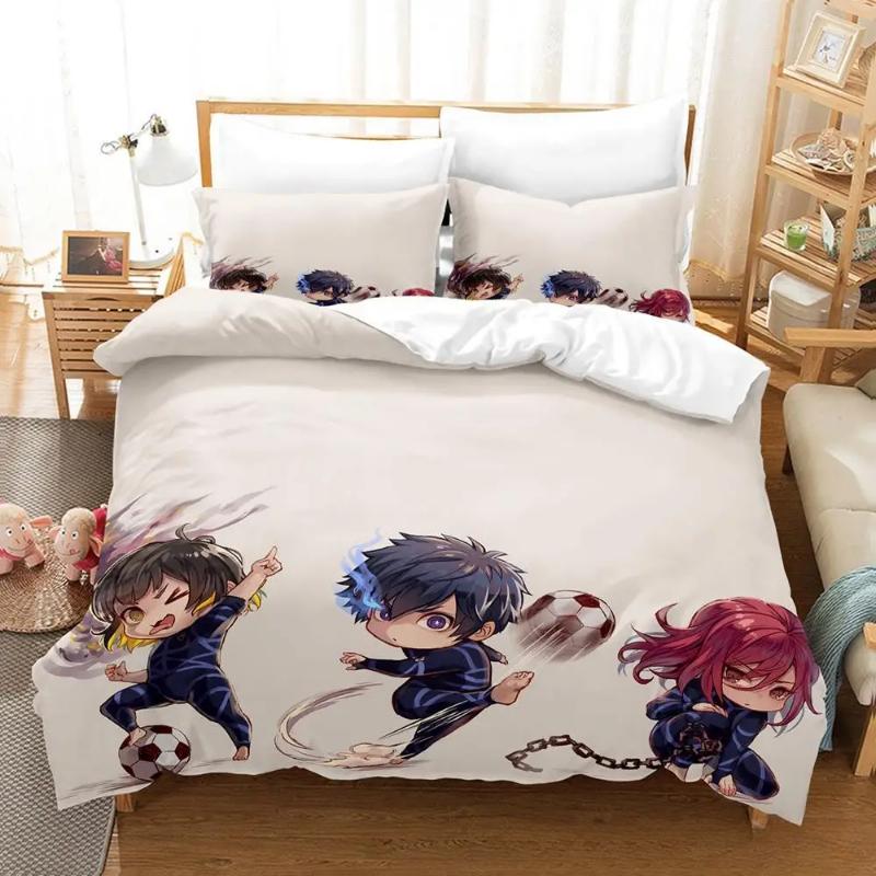 Anime Blue Lock Bedding Set Quilt Cover Pillowcase Cartoon Decor Bed Spead Bedroom Duvet Cover Bedding Suit Kids Birthday Gift