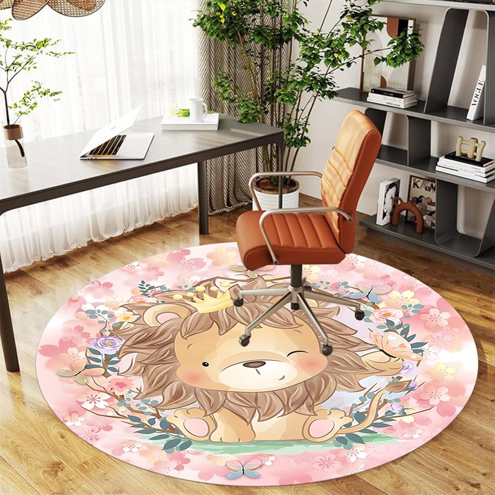 1pc Lion Flowers Round Chair mat Area Rug - Non-Slip, Floor Mat for Office, Bedroom, and Indoor Decor c1125537