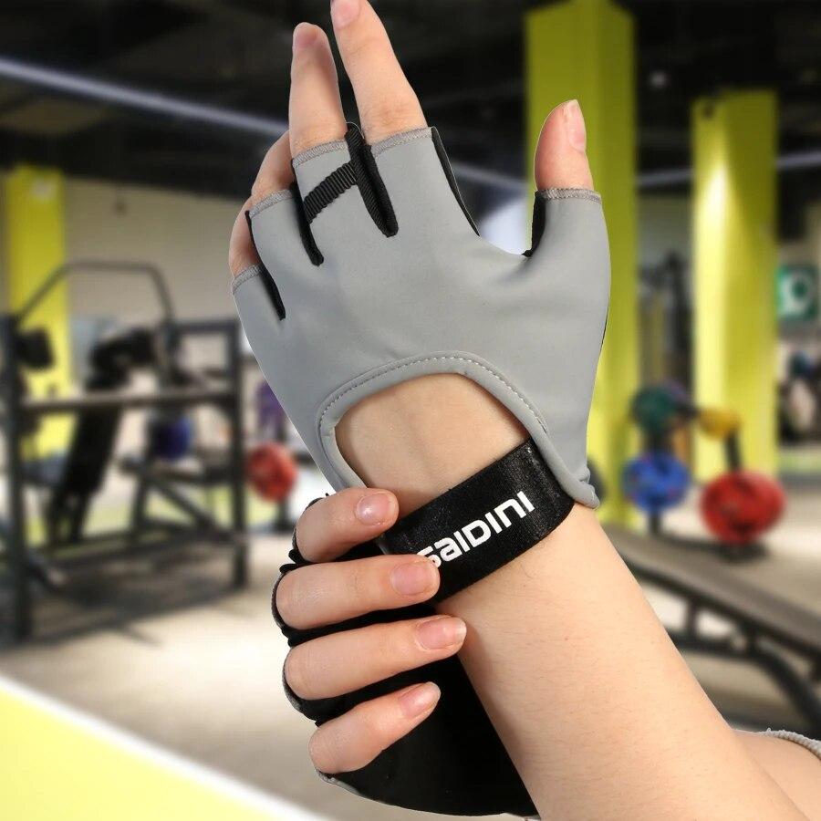 Dam Sportshandskar Fitness Utomhussporter Anti-halk och Stötdämpande Halvfingerhandskar Slitstarka och Andningsbara