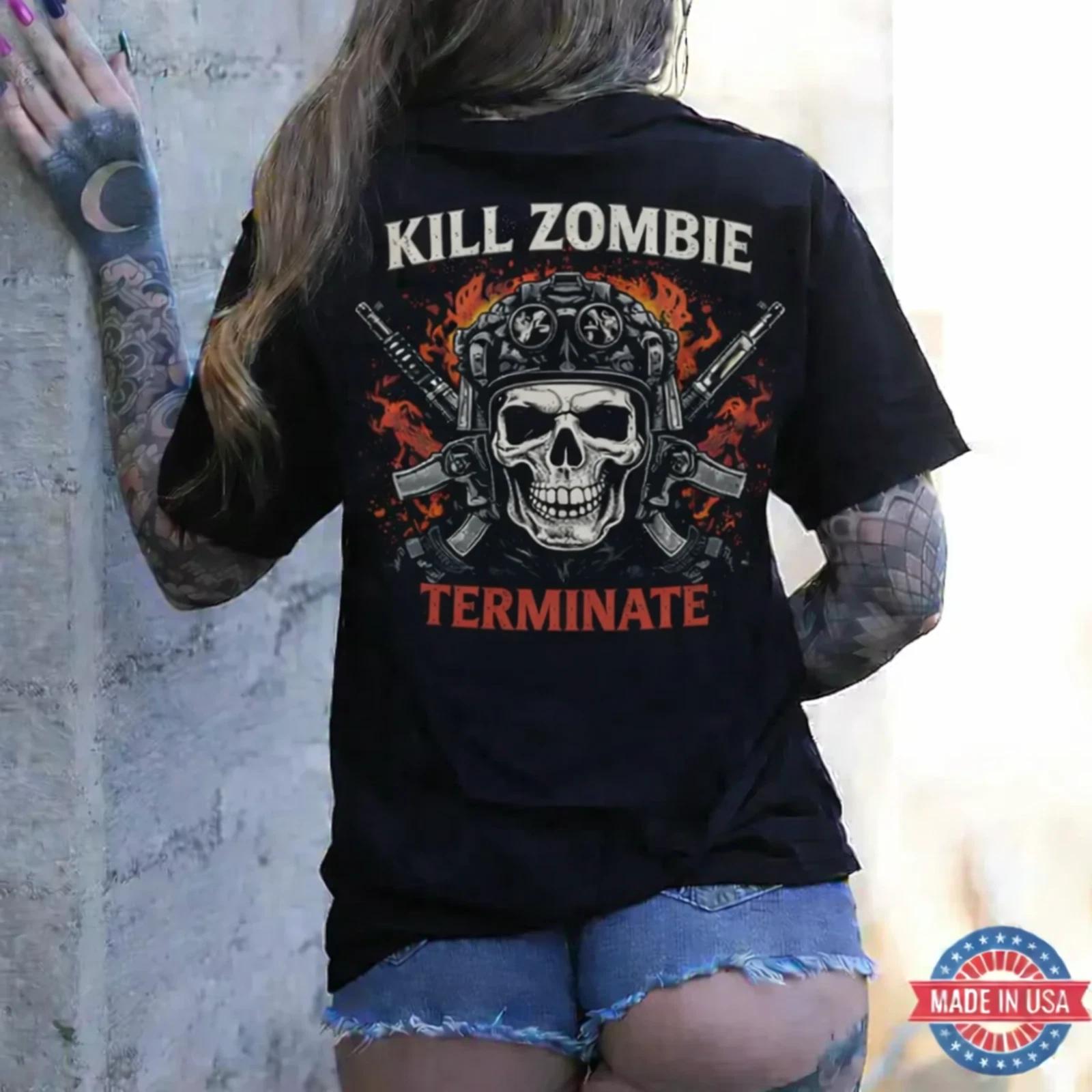 Skull Biker Graphic T-Shirt Gothic Dark Style Unisex Casual Tee XXXL