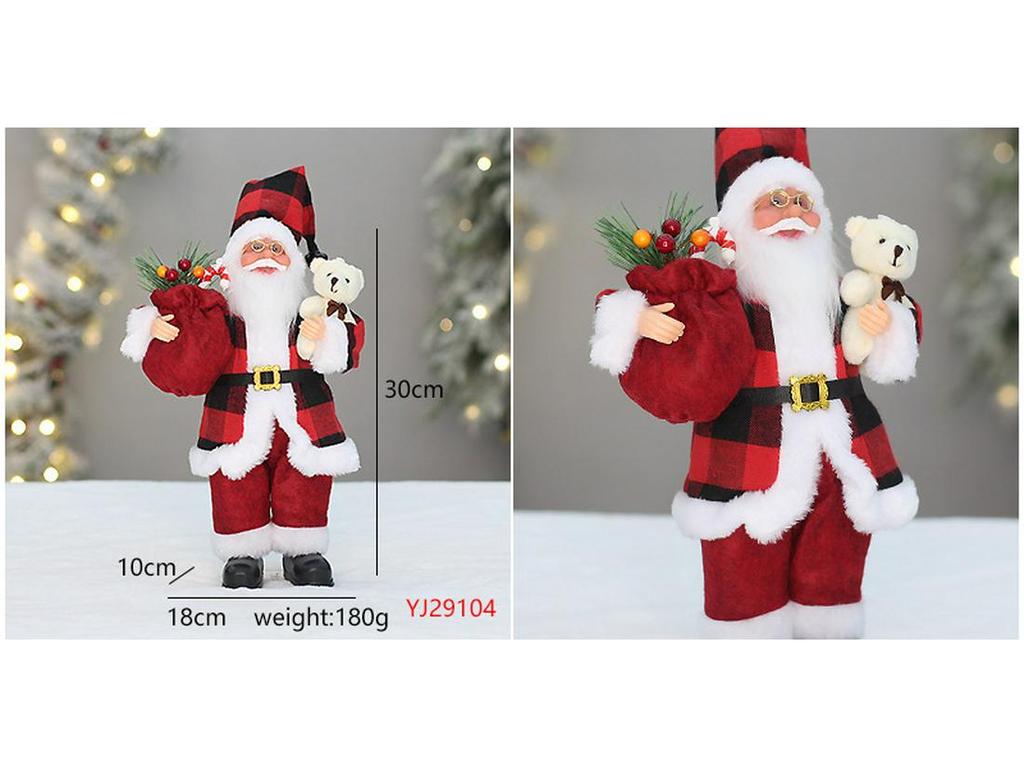 30cm Standing Santa Gnome Figurine with Backpack and White Beard