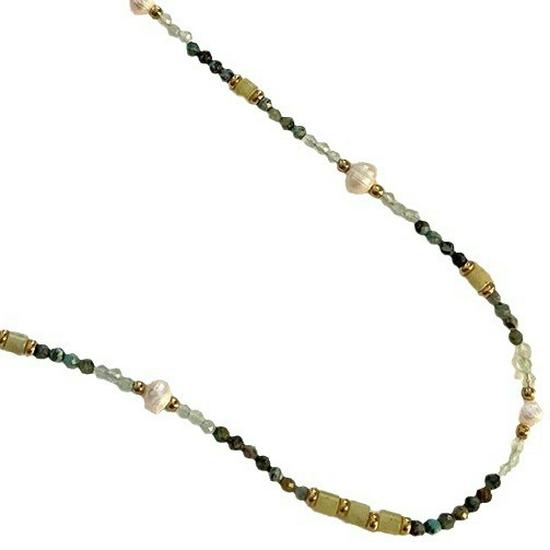 Colorful Natural Stone & Baroque Pearl Crystal Choker Necklace In Titanium Steel