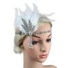 1920s Vintage Feather Flapper Gatsby Headband Rhinestone Pearl Metal Chain Charleston Party Bridal Headpiece Carnival Accessorie