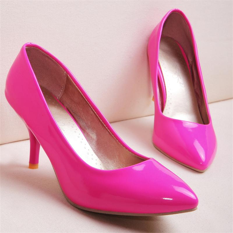

Candy High Heels Pumps Shoes Woman Sexy Point toe Yellow Pink Black Blue Women s Heeled Party Office Wedding Shoes Large Size 48 39