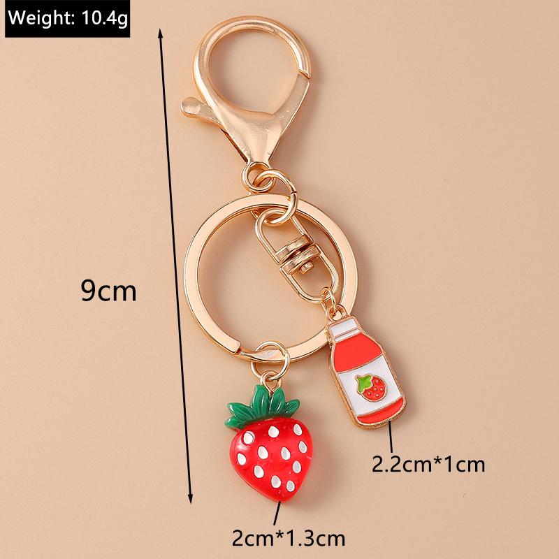 Cute Enamel Simulation Food Fruit Keychan Lemon Strawberry Key Ring for Women Girls Handbag Pendant DIY Jewelry Gift