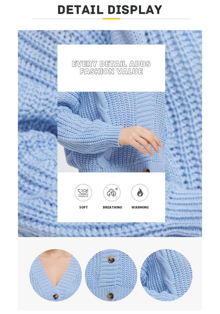 2025 Women's Solid Color Knit Cardigan - European & American Style Winter Sweater