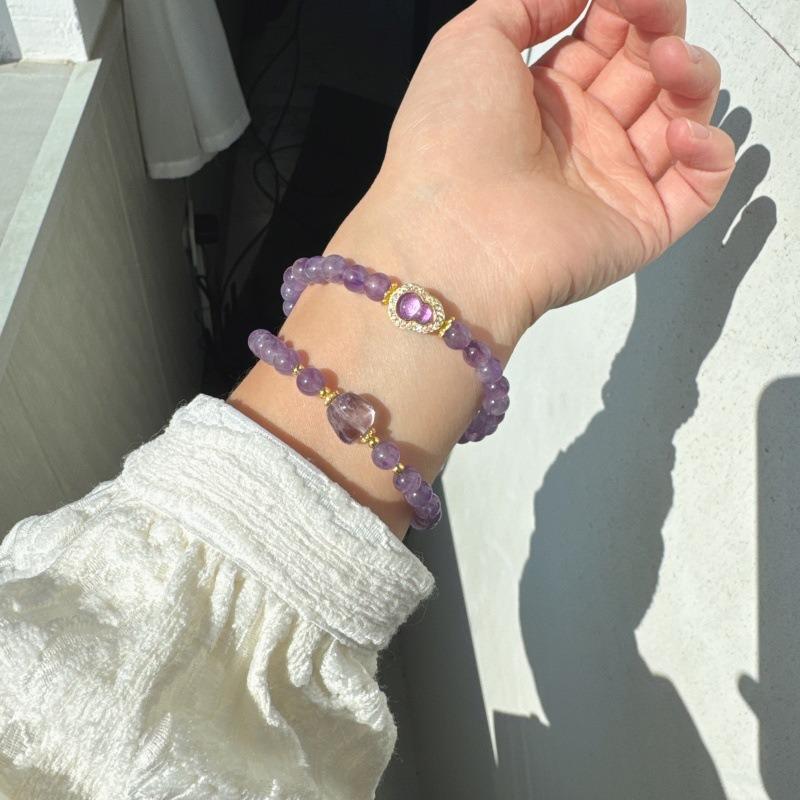 Original natural amethyst bracelet, double-loop amethyst bracelet, purple gourd bracelet, jewelry, birthday gift for women