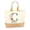 Cabas de Plage - PLANETEE - Cassandra Lettre Fleur - Jute naturel - Multicolore - Fabriqué en France