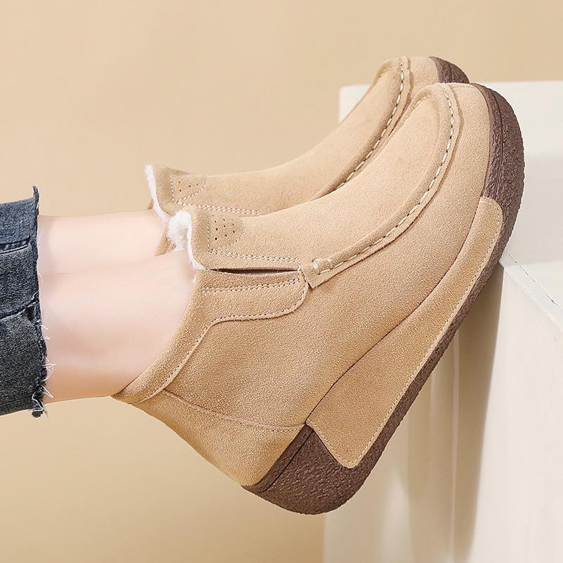 

2024 Women s High-Top Suede Leather Winter Boots with Velvet Lining and Thick Soles 39