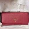 Used PRADA Saffiano Long Wallet Pink, Complete Accessories