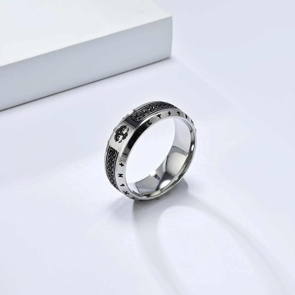 Nordic Tree of Life Rune Rune Viking Ring Mens Stainless Steel Retro Trendy Handmade Jewelry