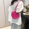 Chic Street Style Heart Patterned Handbag Fashionable 2024 Summer Pu Leather Tote Bag
