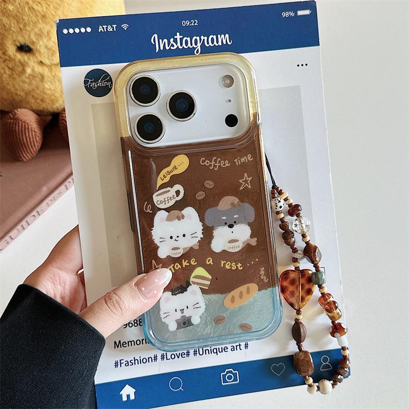 Plaid Scarf Design Case for iPhone 17, 16ProMax, 15, and 14 with Cat and Dog Theme.
