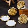 Retro Gold 6.5CM Makeup Mirror, Handheld Mirror, Portable European- Patterned Mirror, Small Gift Mirror