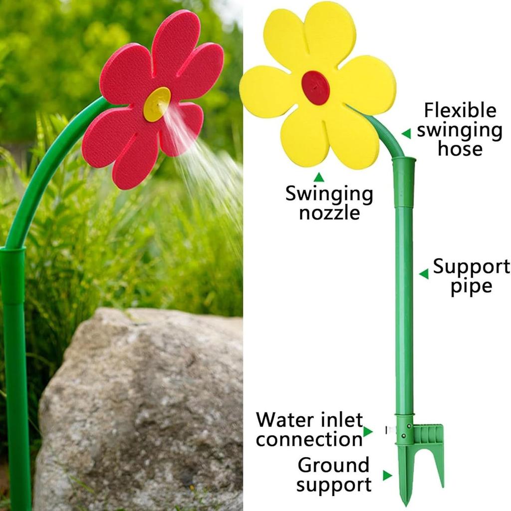 41.73'' Plastic Kids Daisy Sprinkler Easy To Install Sunflower Water Sprinkler for Backyard Lawn Garden Watering& Dogs Playing