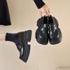 Cowhide version loafers women's platform leather women's shoes 2025 new height-increasing small leather shoes British style one-pedal single shoes