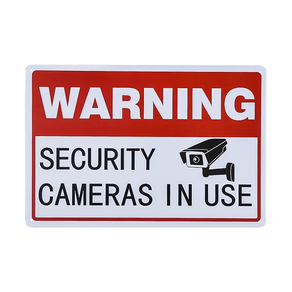 Vintage Metal Sign Video Surveillance Security Cameras In Use
