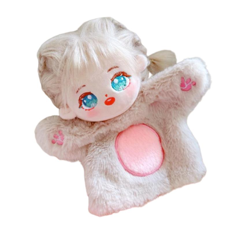 

Hand Cotton Girl Puppets Plush Toy Storytelling Tool Animals Cartoon Doll Kids білий