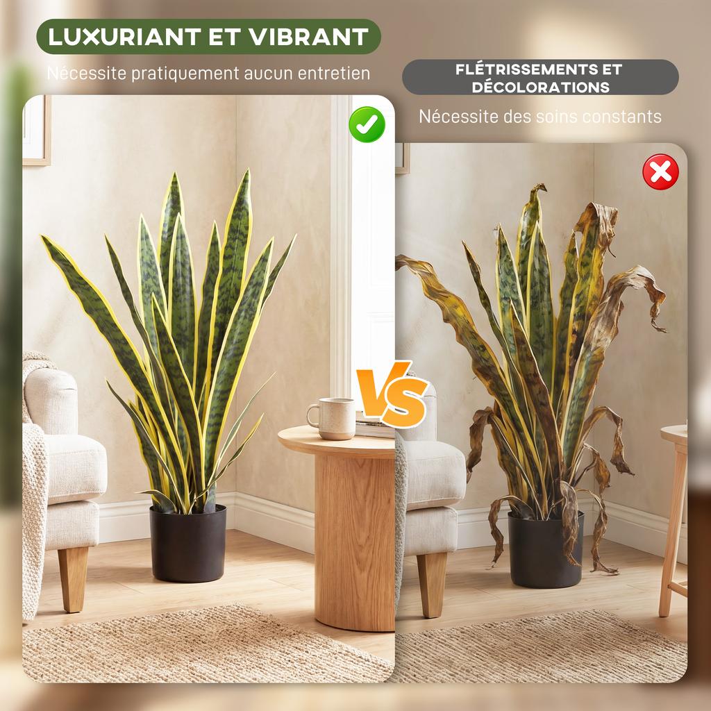 Artificial Sansevieria Plant, 77 Cm, 21 Adjustable Leaves, Pot, Green