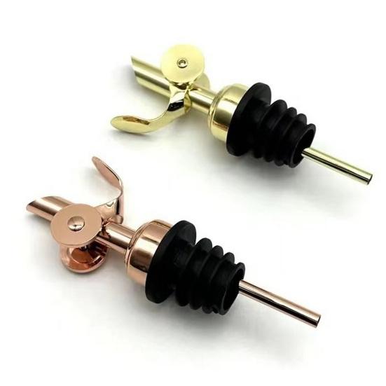 Stainless Steel Auto Wine Pourer Coffee Syrup Dispenser Gravity Flipping Dust Lid Olive Oil Liquor Bottles Metal Pour Spout