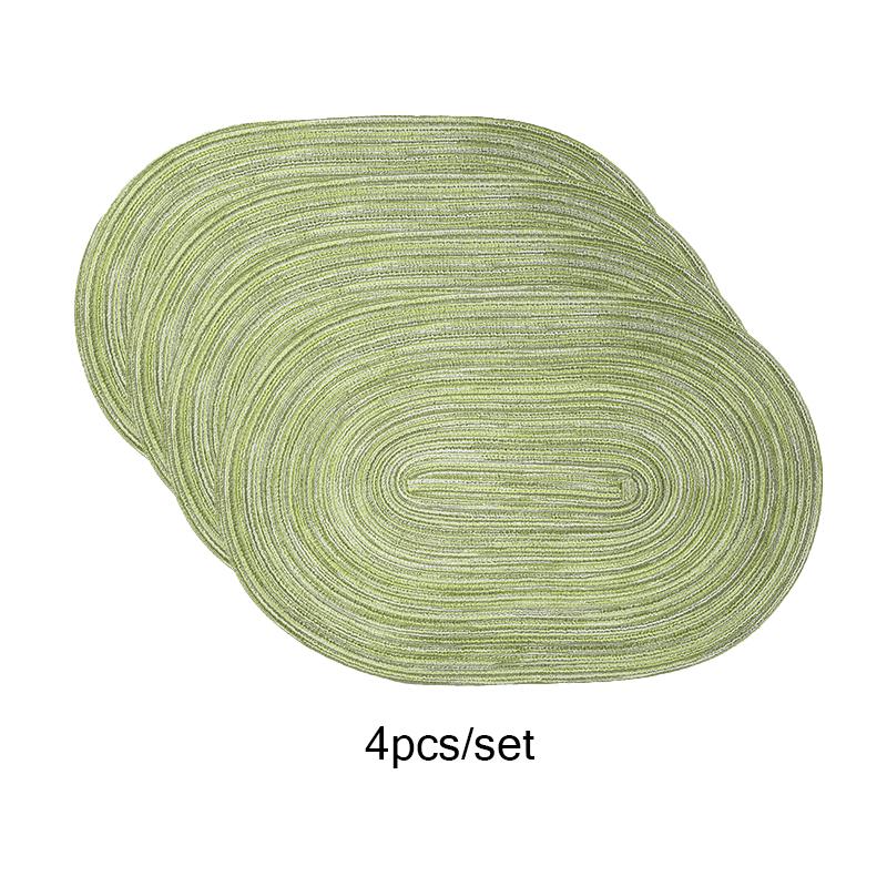 

4PCS/set Oval Rop Cotton Braided Table Place Mats Braided Coaster Placemas Non-Slip Table Mats for Dining Kitchen Table Washable 45x30cm&Oval зелёный