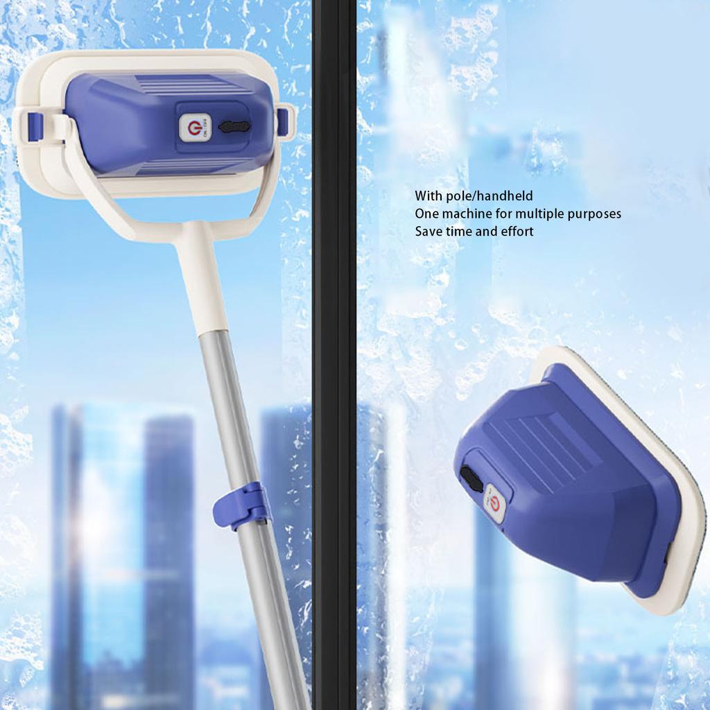 Electric Window Cleaner Removable Head Telescopic Pole 180 Degree Angle Adjustable Rechargeable Cordless Window Wiper for Glass