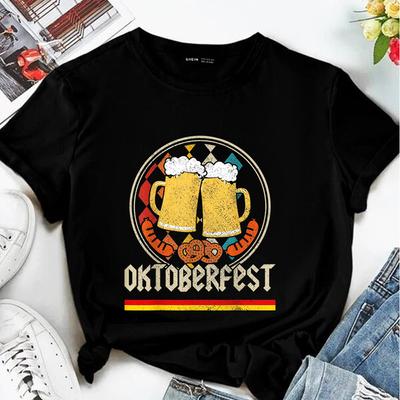 BIER TAG Mode Mädchen T-shirt Lose Y2K Einfache Kunst Schwarz T Shirt Frauen Kleidung Oversize Kurzarm Streetwear Druck Design
