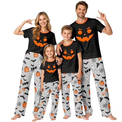 Familien-Matching Halloween-Print Loungewear-Set Kurzarm-Oberteil und Hose für Eltern und Kind