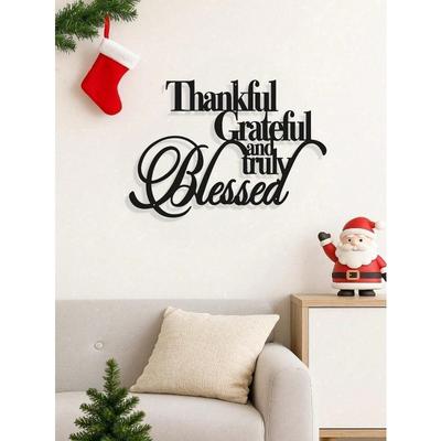 Thankful Blessed Rustic Metal Wall Art Farmhouse Christian Scripture Quote Home Decor Gift