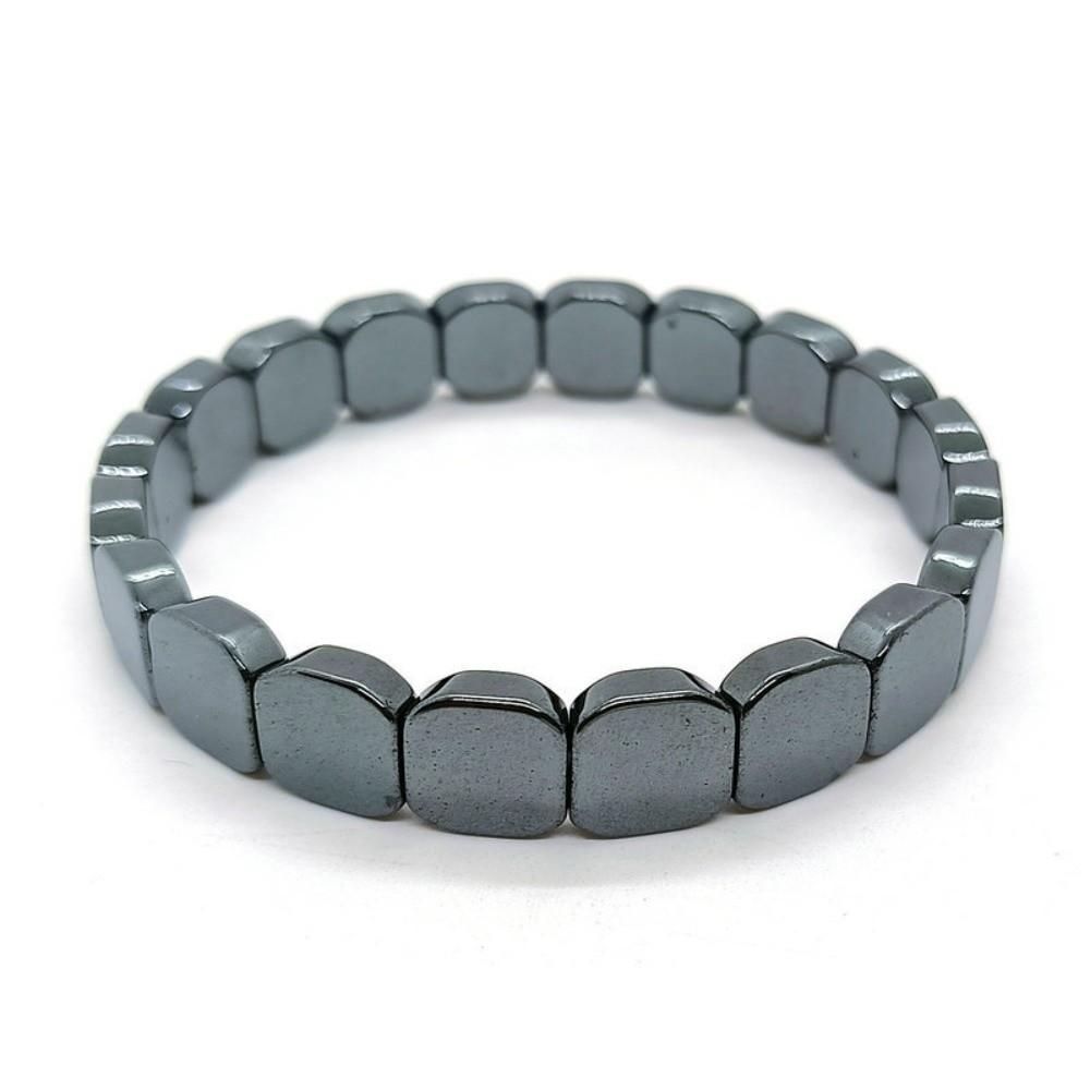 Schmuck Schwarze Gallensteine Armband Elastisch Herren Armreif Quadratische Perlen Armband für Männer und Frauen