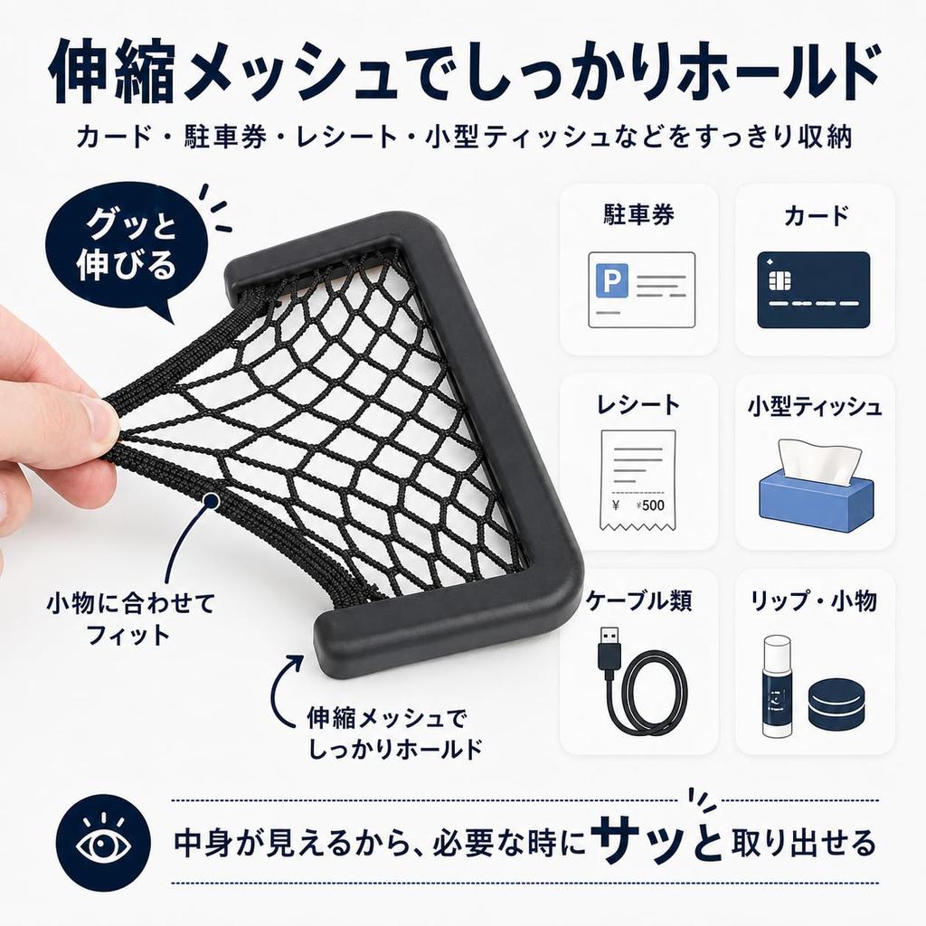 Car Smartphone Pocket x 2, Accessory Case, 2-Piece Set, Storage